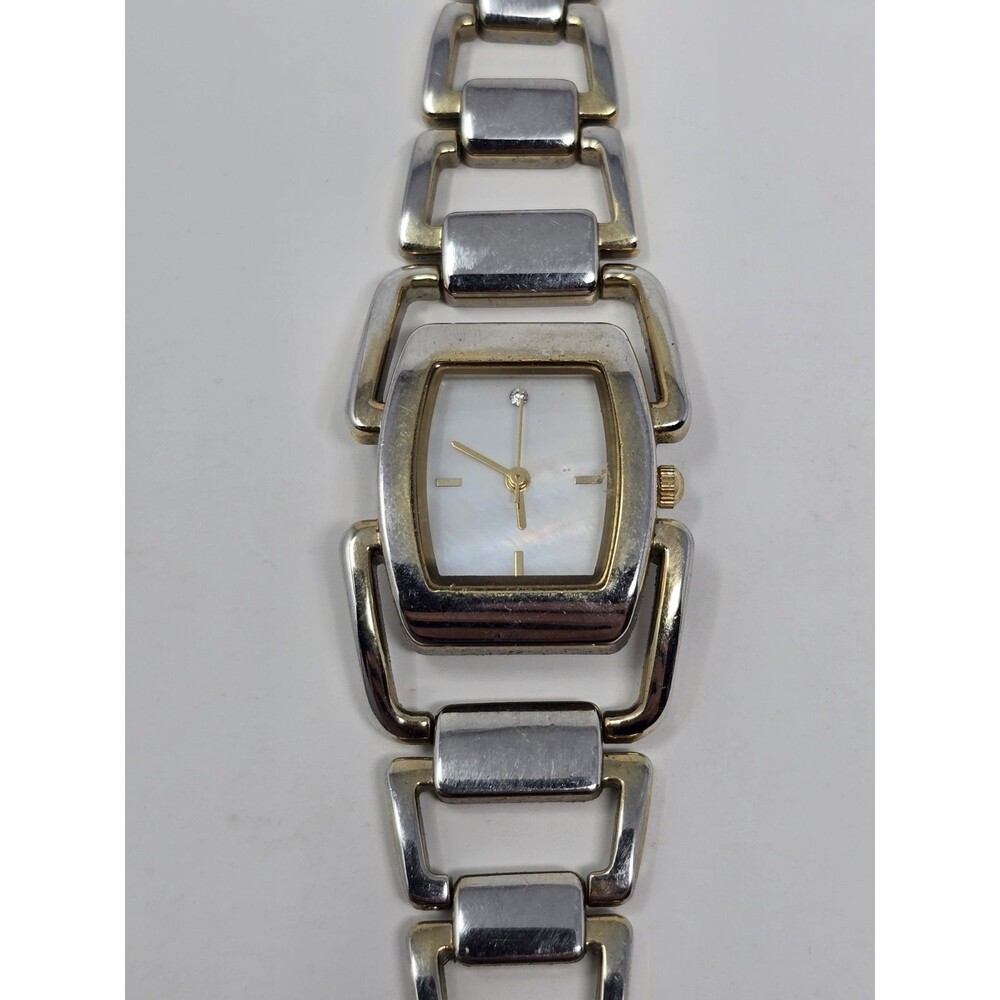 8 Inch Ladies Watch Silver & Gold Tone Mother Of Pearl Face 82937TC A126-12